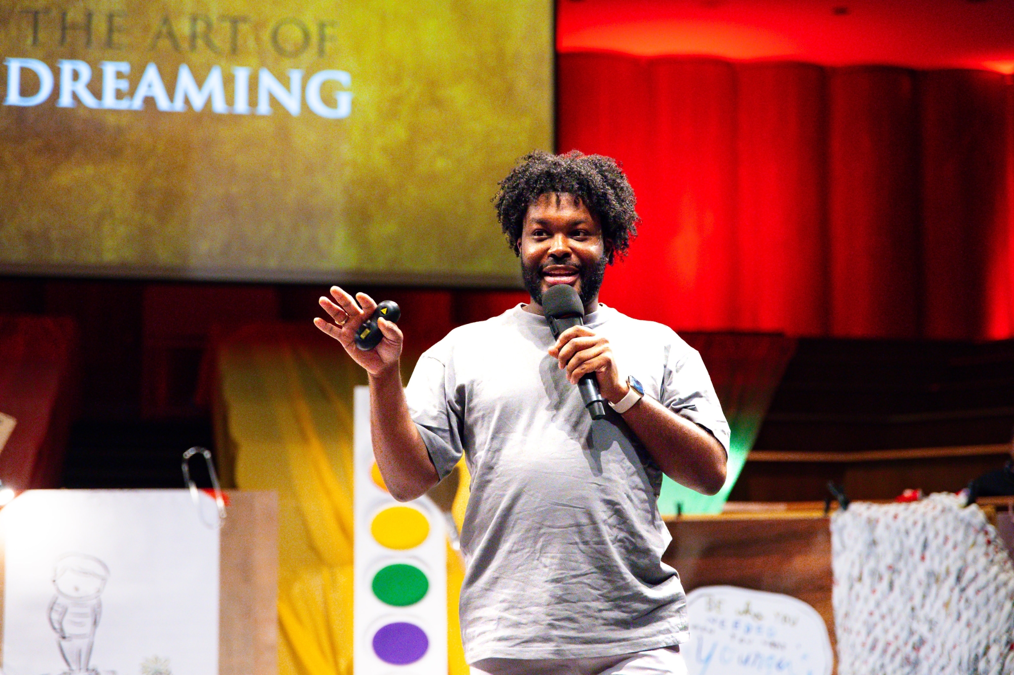 A photo of a speaker from the 2025 Leader Summit presenting.