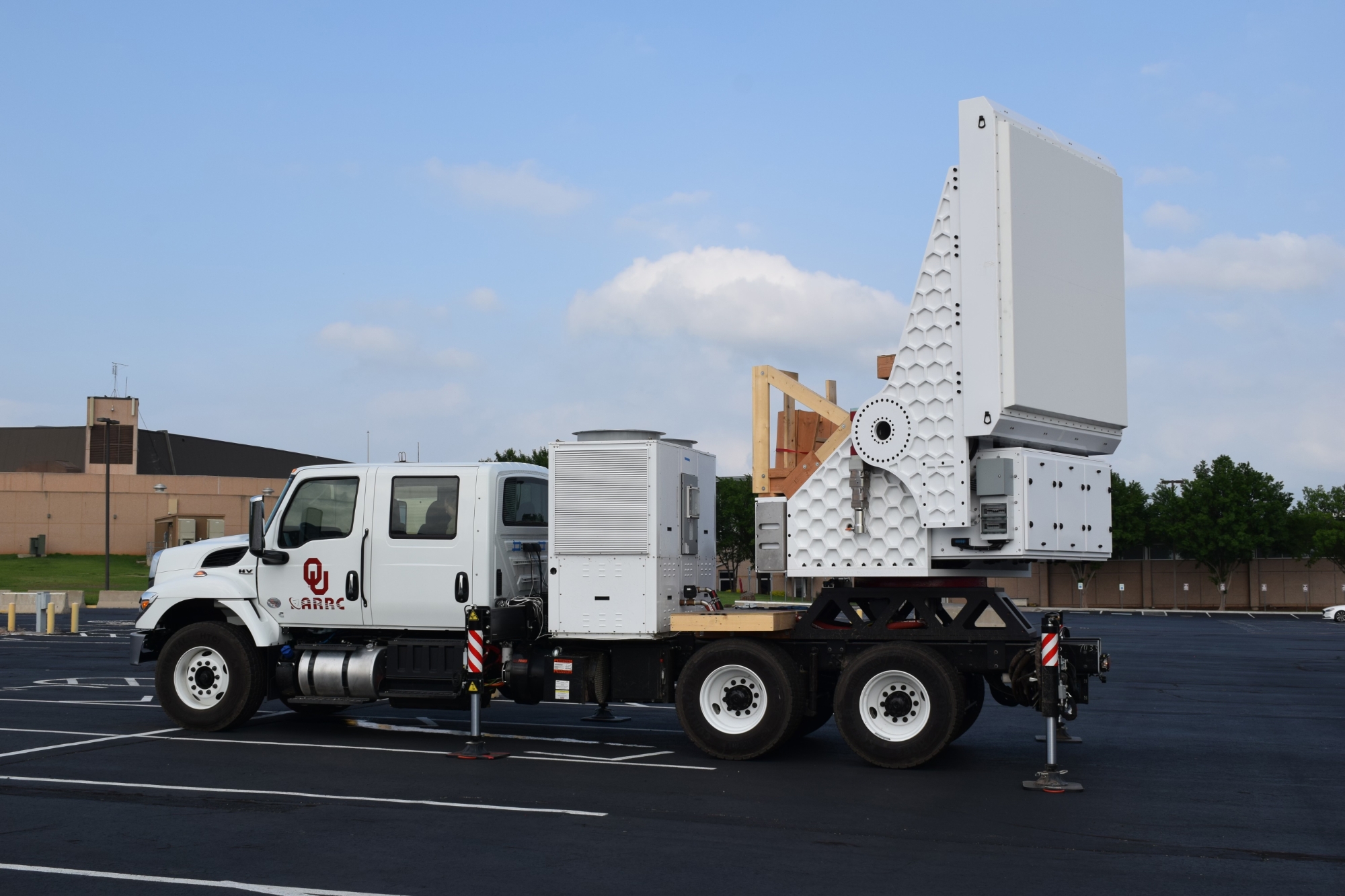 An O U mobile radar truck.
