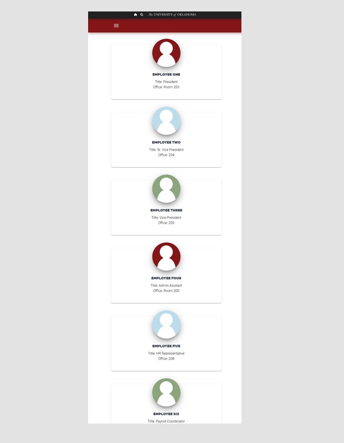 A demonstration of how the columns collapse to one long column on a mobile view.