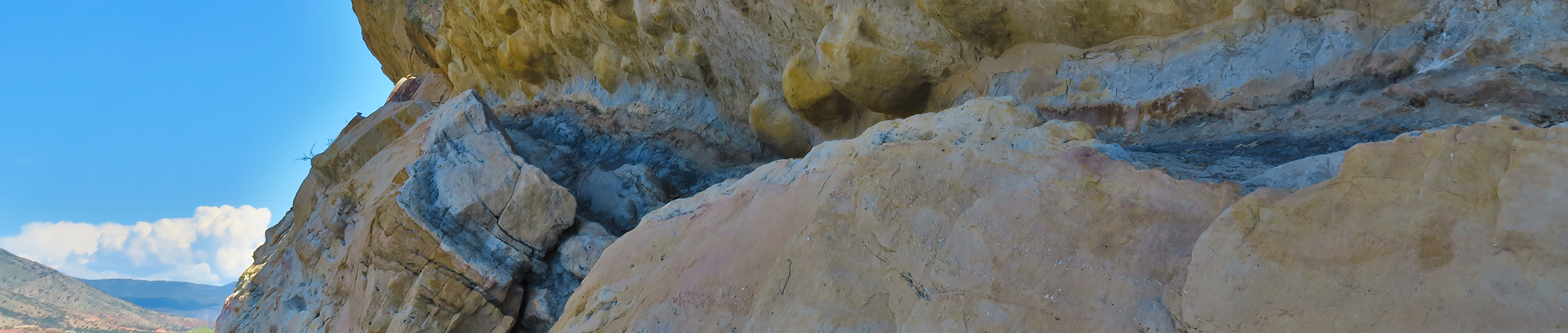 A zoomed in photo of a geologic outcrop.