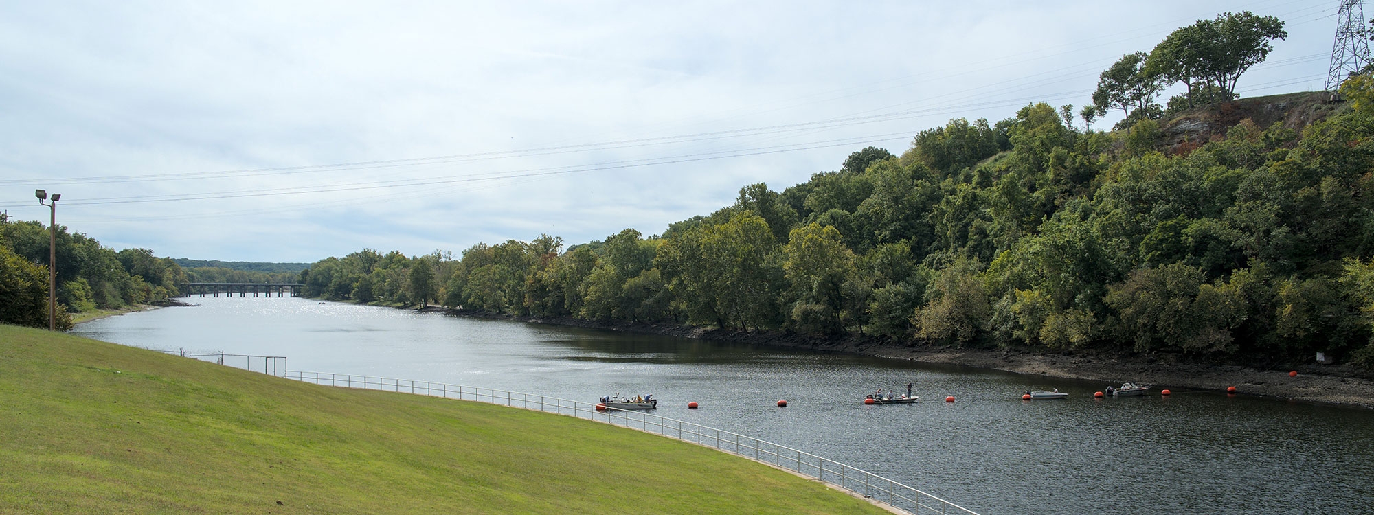 river with boats.