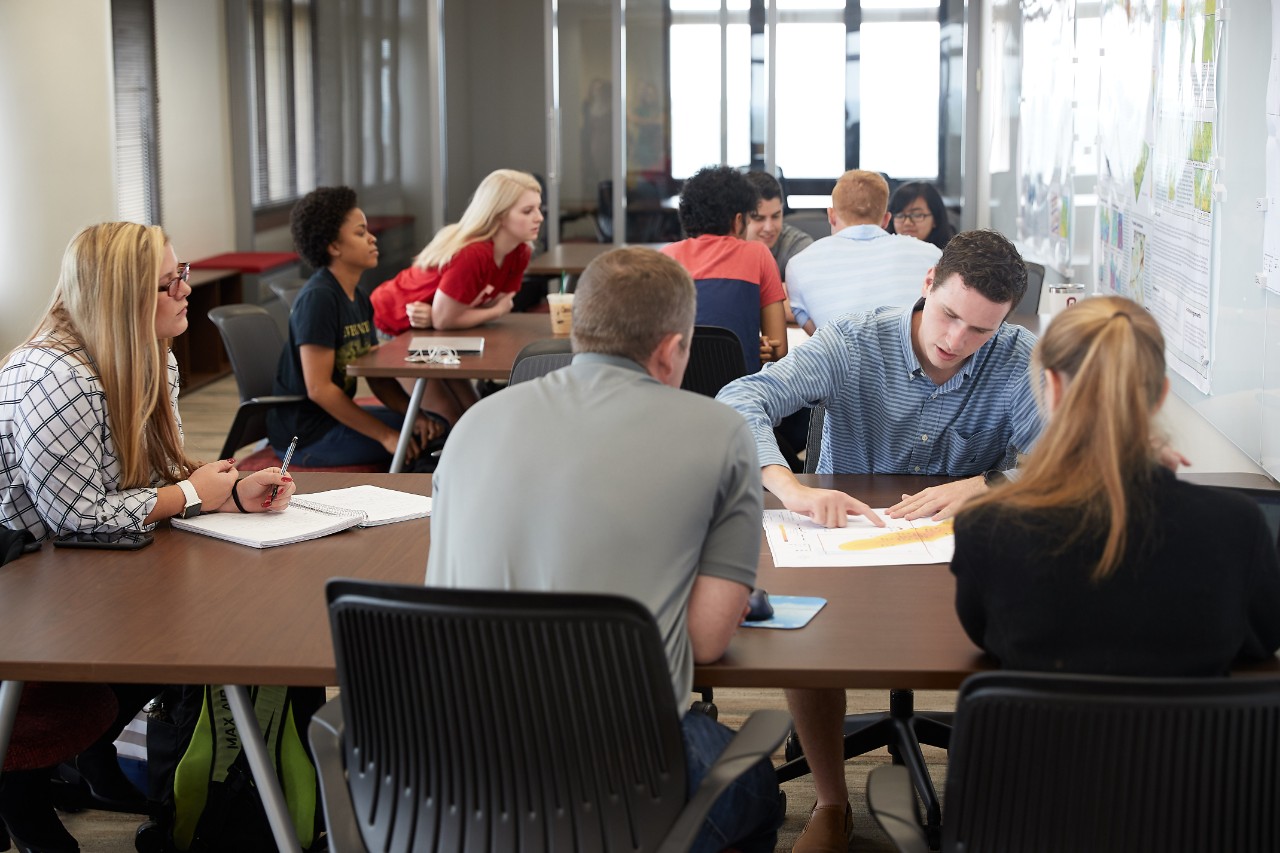Students in Irani Center.