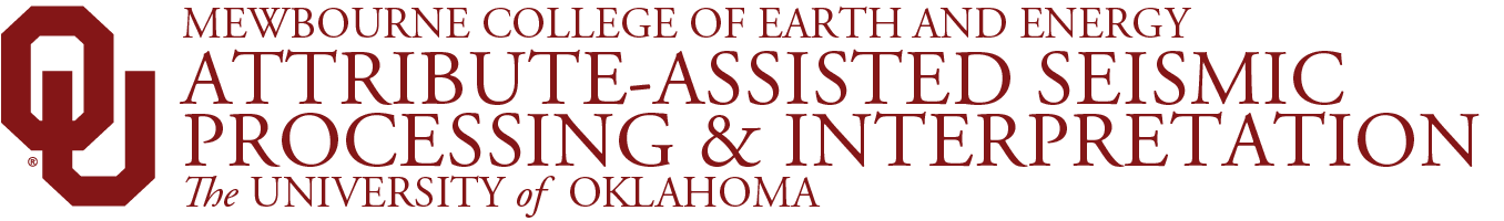 Interlocking OU, Mewbourne College of Earth and Energy, Attribute-Assisted Seismic Processing & Interpretation, The University of Oklahoma website wordmark.