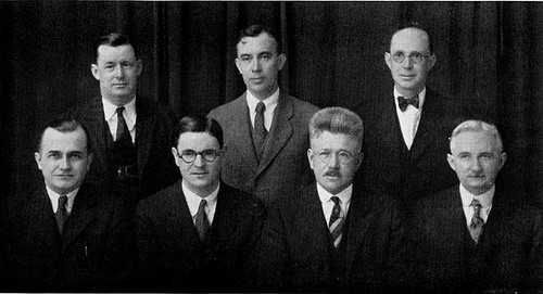 The School of Petroleum Engineering was founded in 1924 with H. D. George as director, Fred W. Padgett, WIlbur F. Cloud, Bennie Shultz, and I. F. Bingham.
