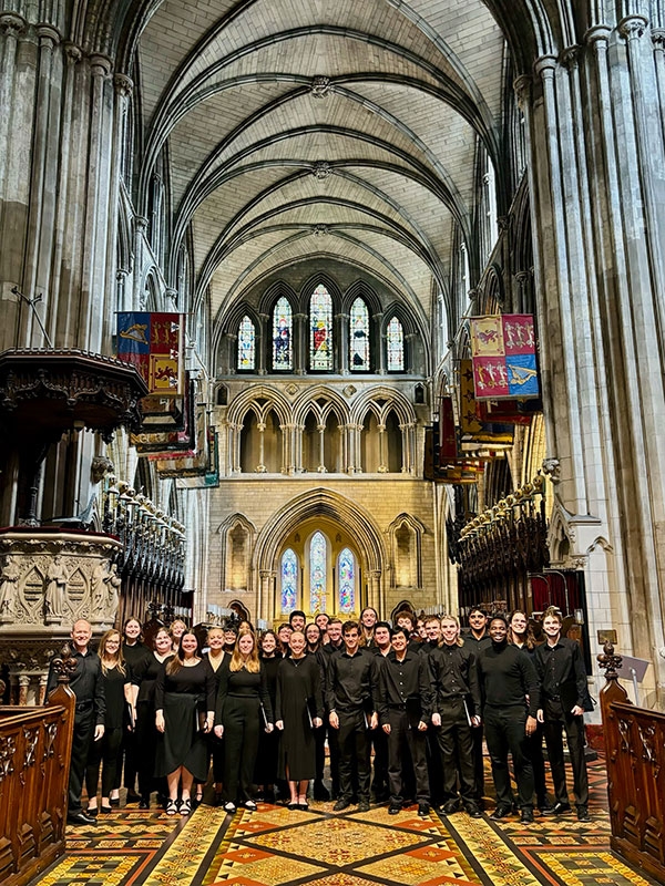 Students standing in St. Patrick's Cathedral.