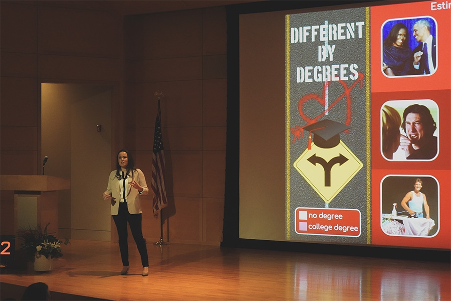 Ami Frost giving her presentation “Different by Degrees: Relationship Quality Differences by Level of Education.”  .
