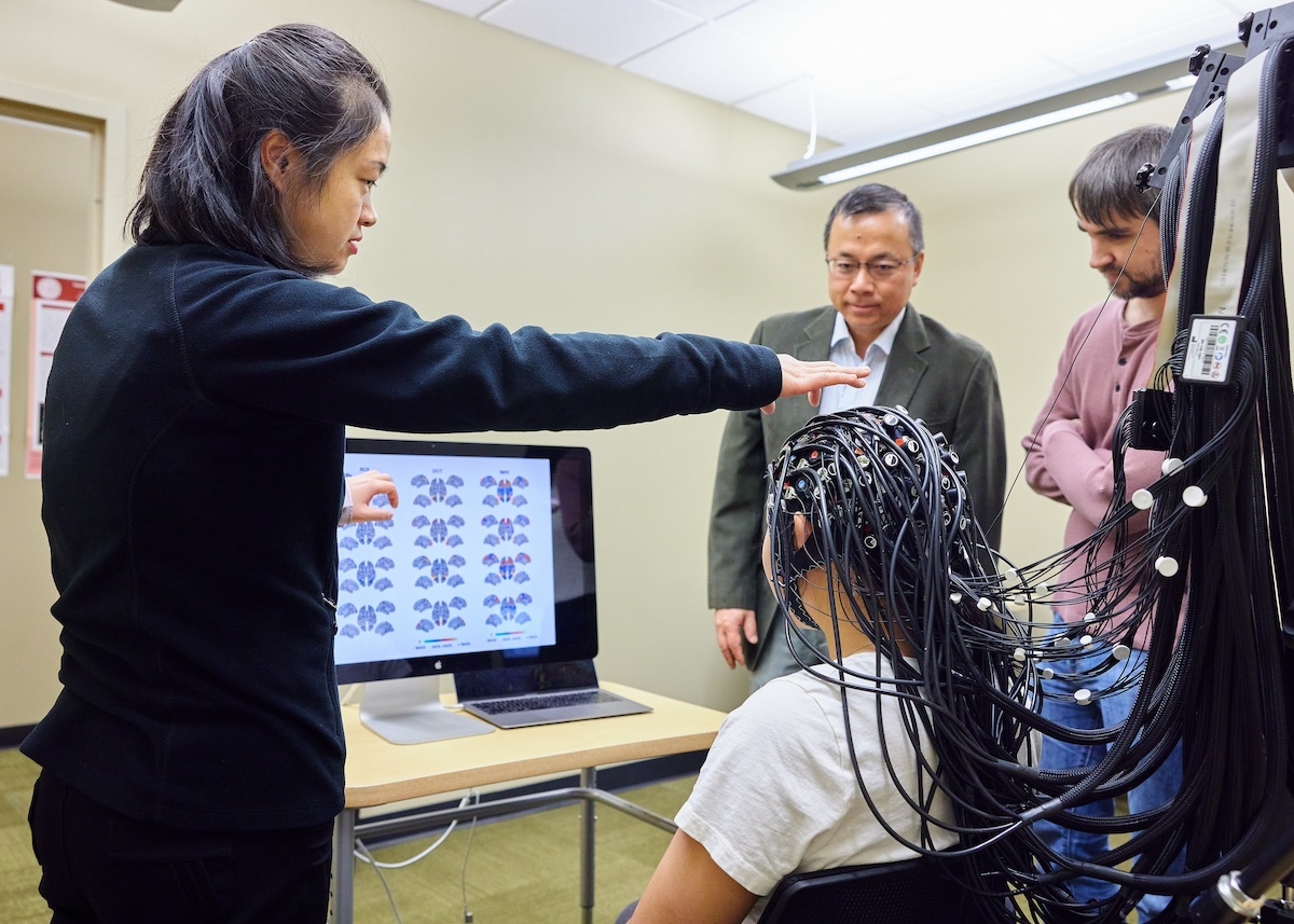 The brain imaging technology, known as functional near-infrared spectroscopy and electroencephalography, can aid the transcranial magnetic stimulation as treatment.