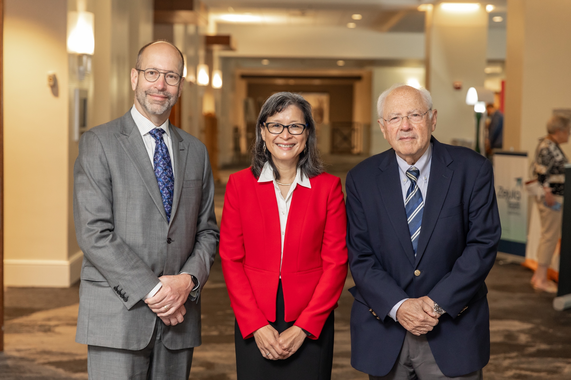 OU Health Stephenson Cancer Center Director Robert Mannel, M.D., left, is joined by his fellow NRG Oncology group chairs Quynh-Thu Le, M.D., of Stanford University and Norman Wolmark, M.D., of Drexel University School of Medicine, University of Pittsburgh School of Medicine and the University of Pittsburgh Hillman Cancer Center.