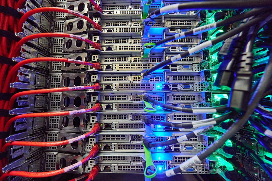 The cables of a supercomputer.