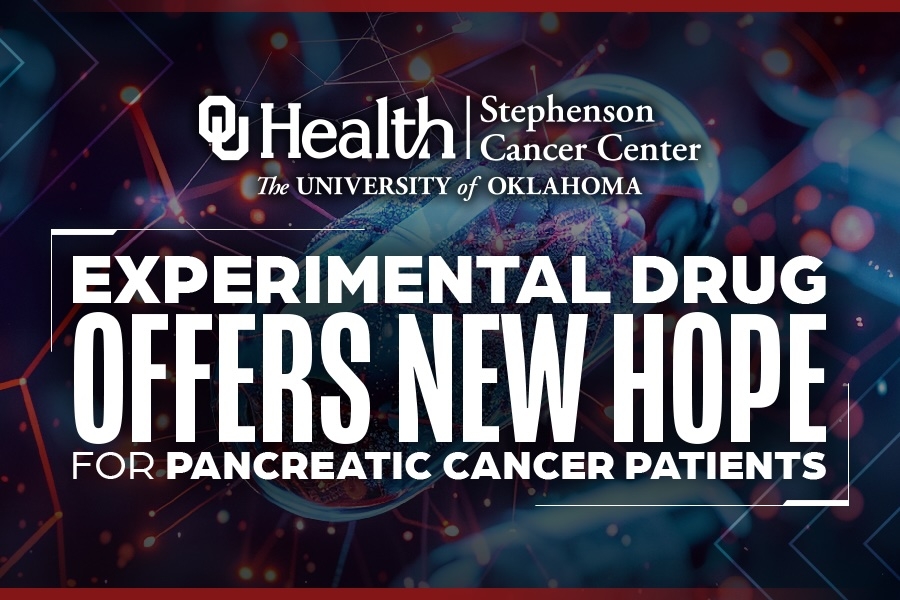 A graphic that reads "Experimental Drug Offers New Hope for Pancreatic Cancer Patients."