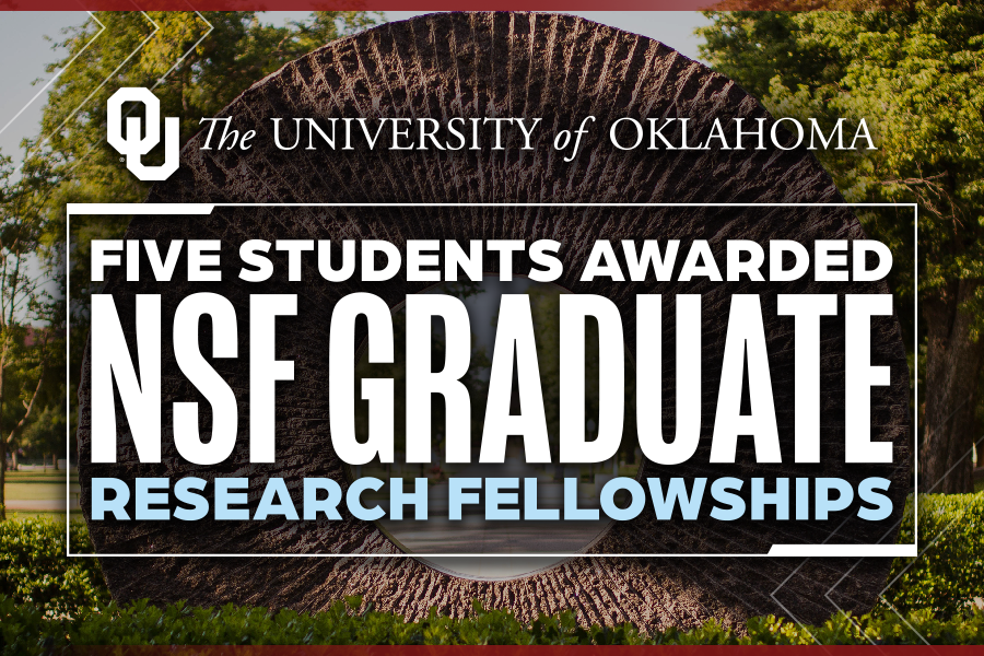 Graphic reading "Five Students Awarded NSF Graduate Research Fellowships."