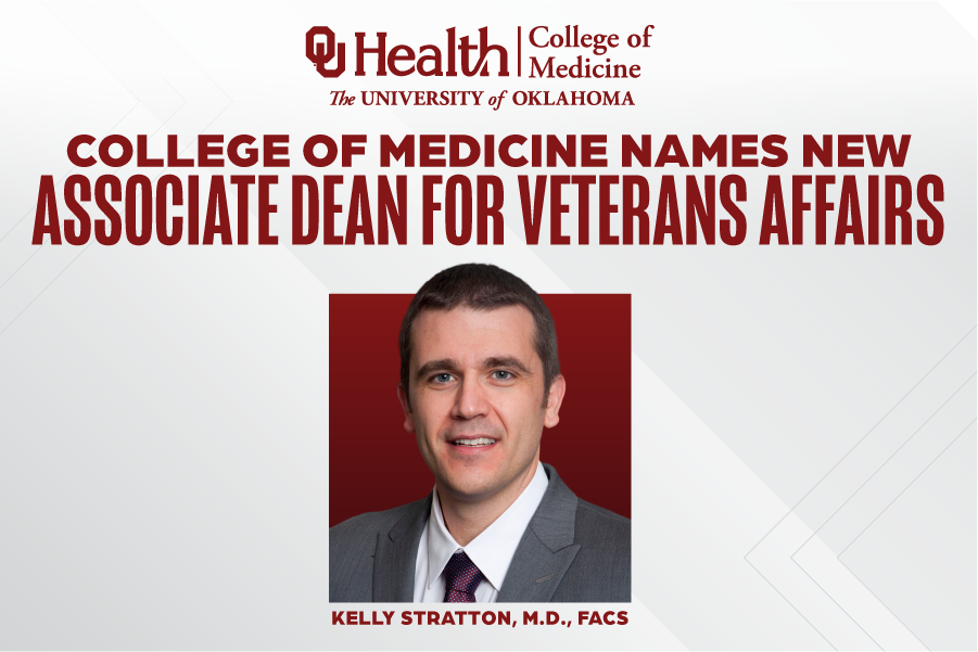 Graphic announcing Kelly Stratton as the College of Medicine's Associate Dean for Veterans Affairs.