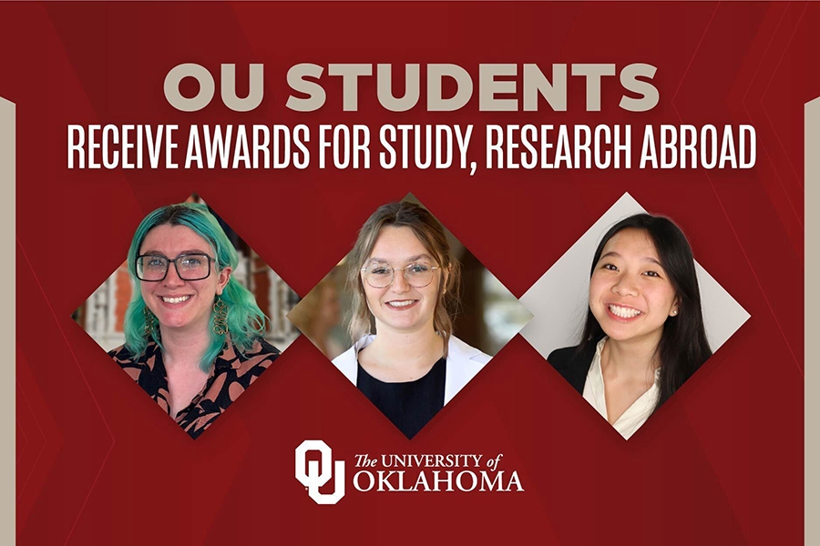 Graphic reading: OU Students Receive Awards for Study, Research Abroad.