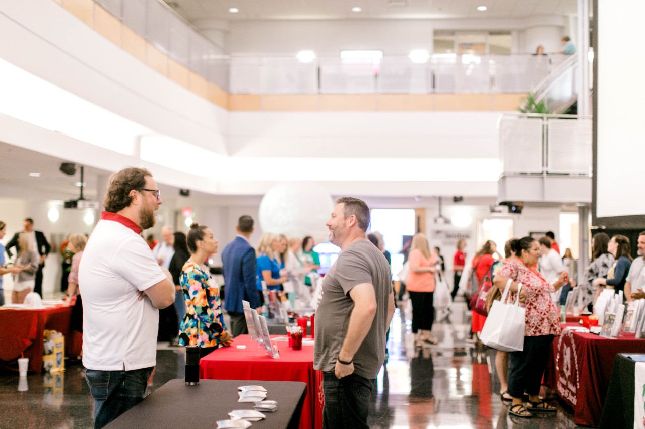 An event is held in the National Weather Center Artium.