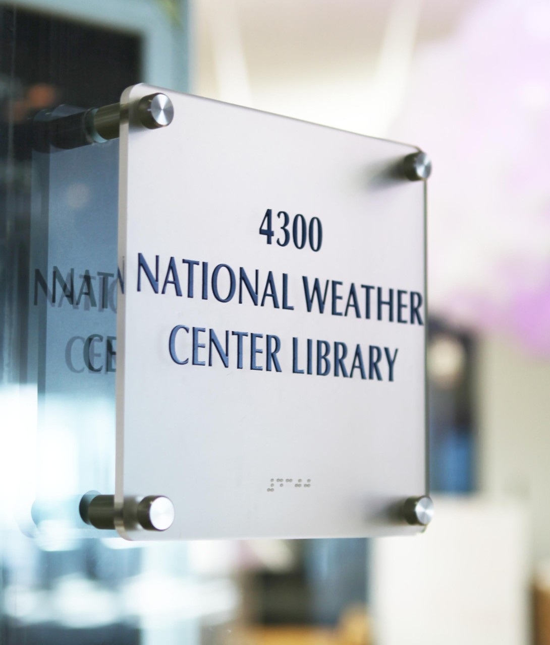 The National Weather Center Library is located in Suite 4300 of the National Weather Center. 4300, National Weather Center Library.