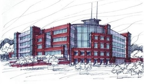 National Weather Center building sketch from Beck Associates Architects and LAN/Daly.