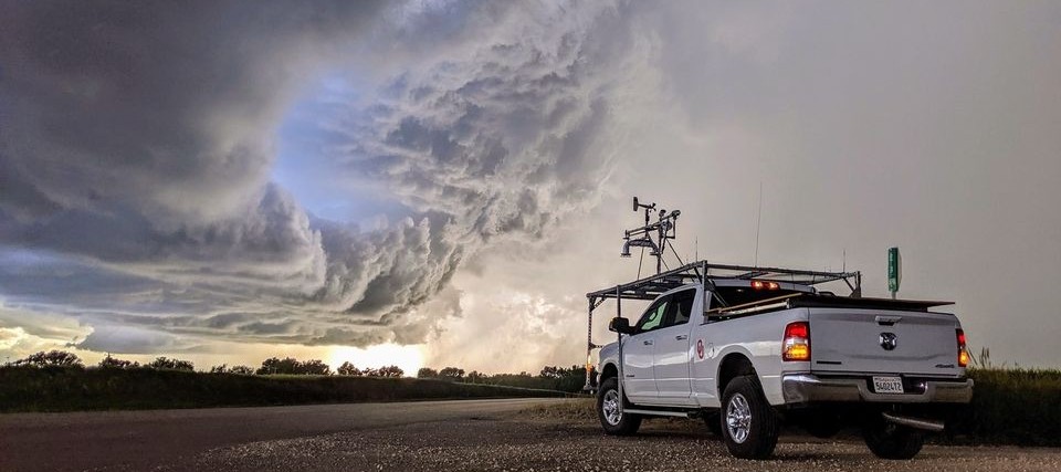 A research vehicle used in TORUS (Targeted Observation by Radars and UAS of Supercells) by CIMMS researchers and collaborators to collect weather data. (Image credit: Christiaan Patterson; OU CIMMS/NOAA NSSL)