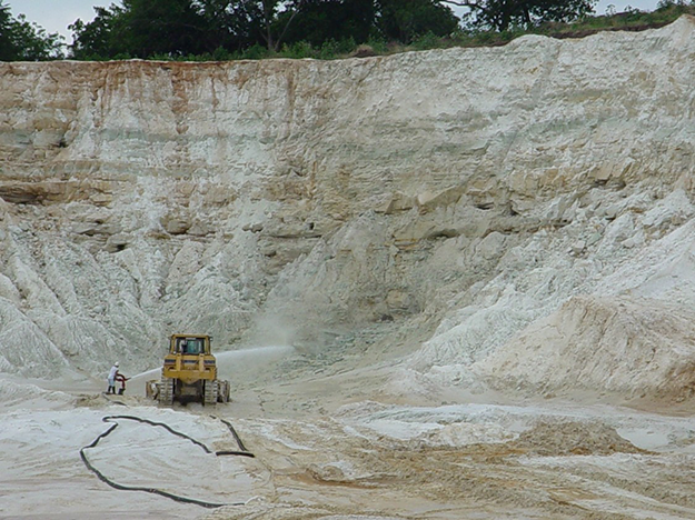Figure 1. Hydraulic mining in the U.S. Silica mine located near Mill Creek, Oklahoma. (Photo courtesy of U.S. Silica).