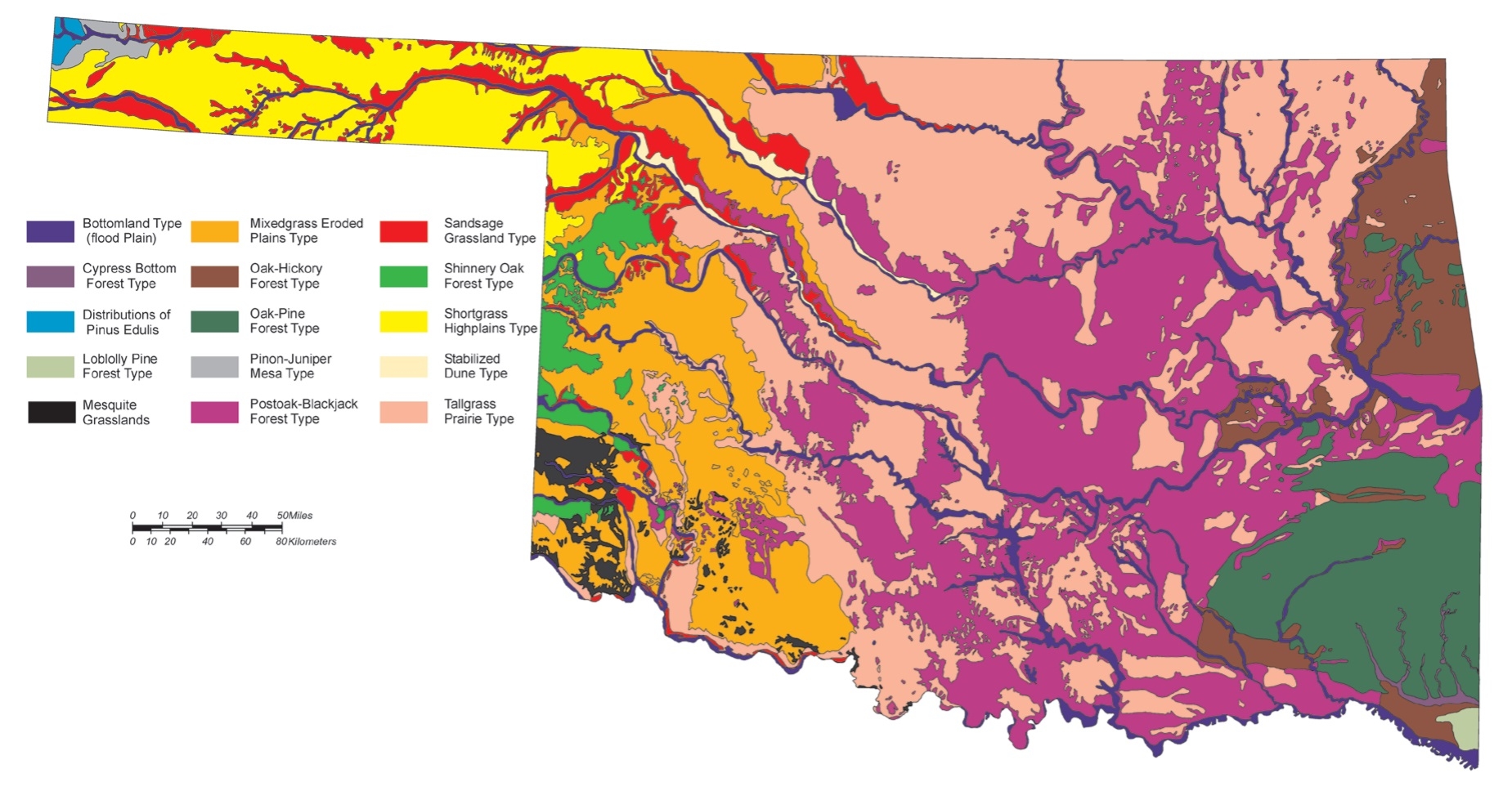 Duck and Fletcher Map of Oklahoma Vegetation
