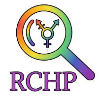Rainbow Community Heritage Project logo, with "RCHP" below a rainbow-colored magnifying glass and the symbols for multiple genders.