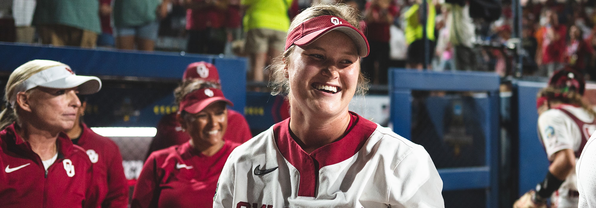 OU softball pitcher Kelly Maxwell smiles during a game.
