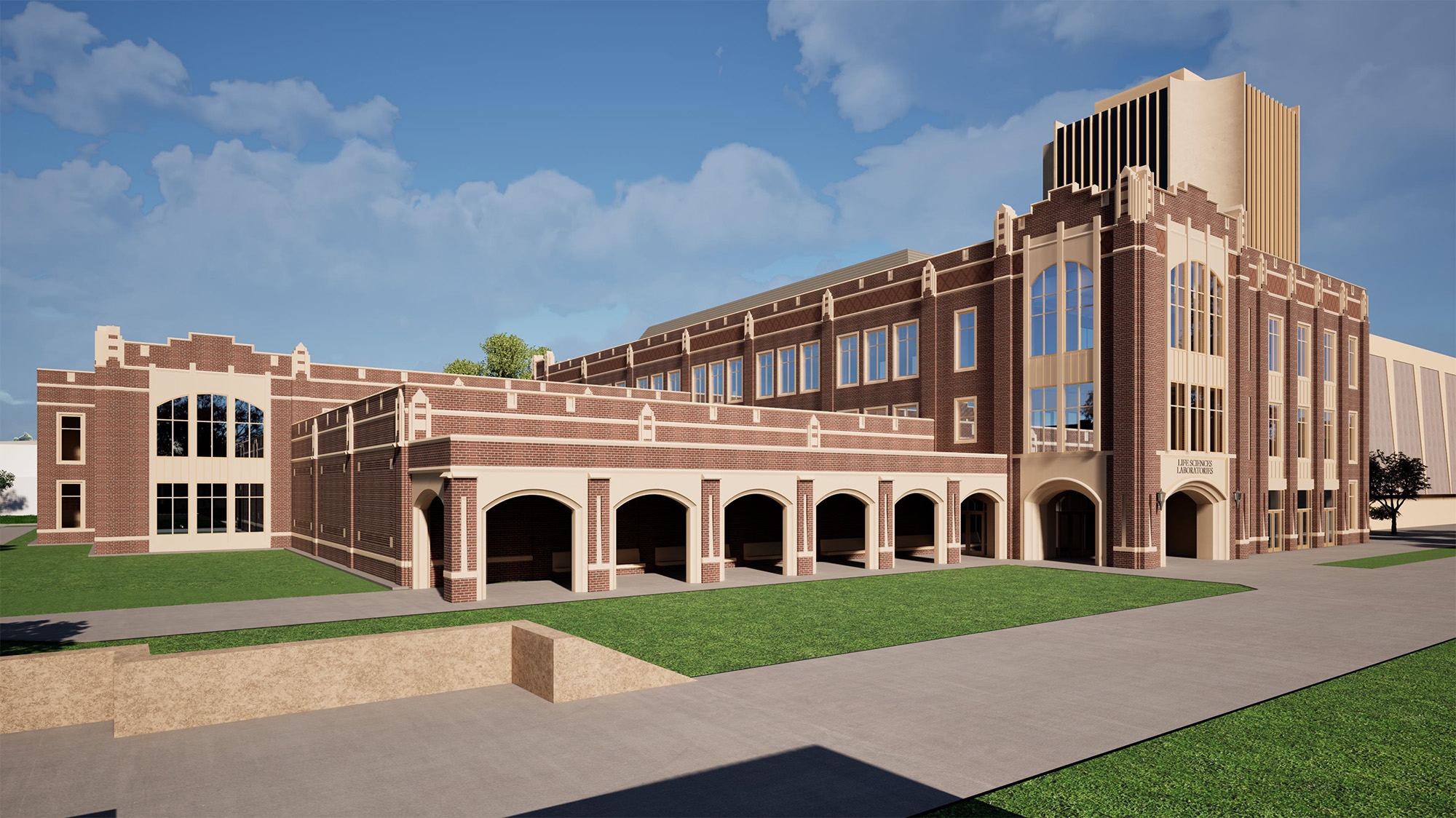 Architectural rendering of the Life Sciences Laboratories building
