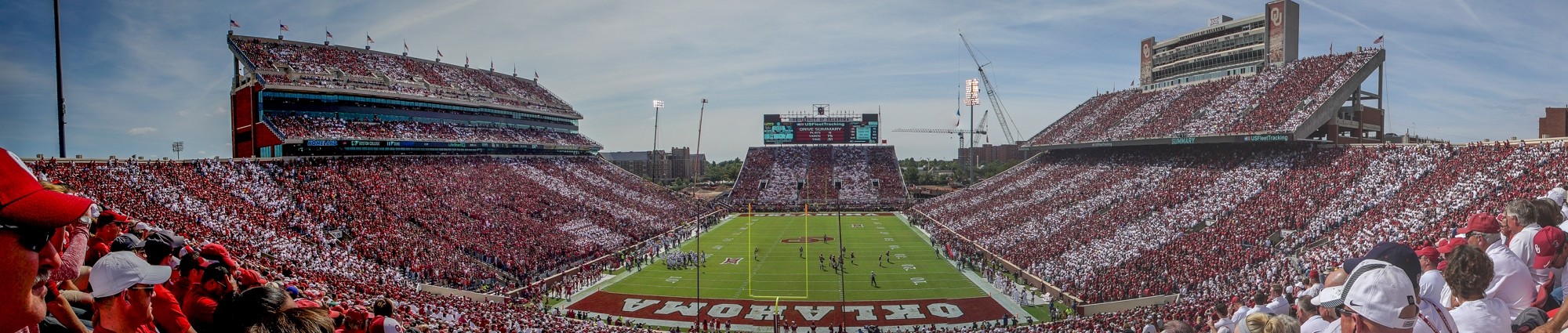 Panoramic image of the Oklahoma Memorial Stadium viewed from the north