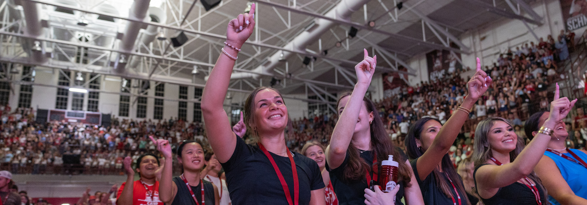 Campers and OU staff on the stage during 2023 Camp Crimson.