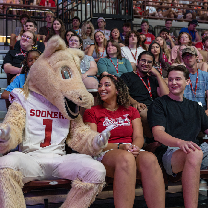 Campers in the stands during Camp Crimson opening session.