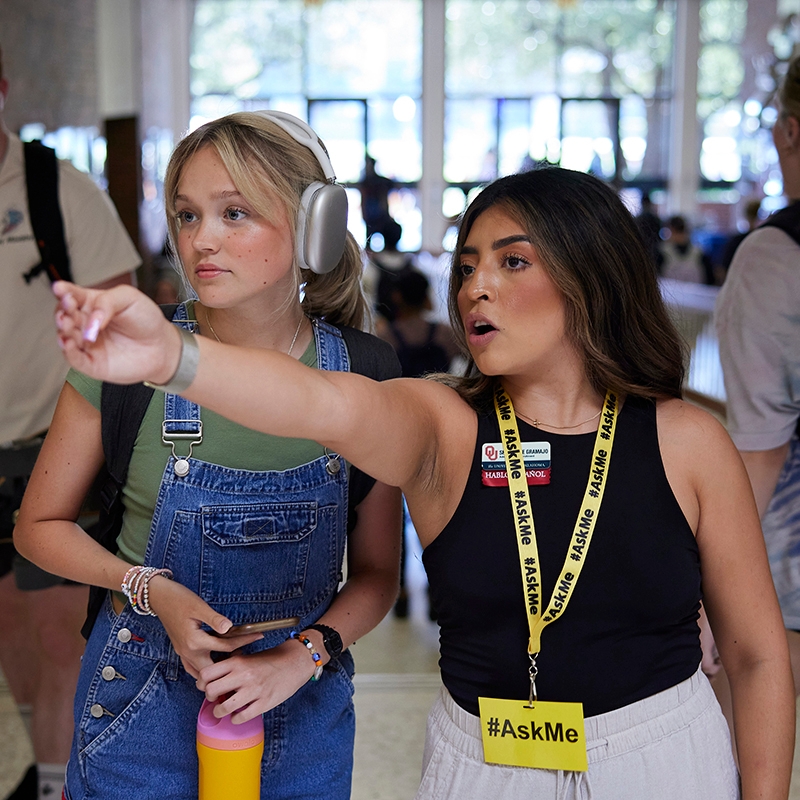 Student directing their peer in Dale Hall.