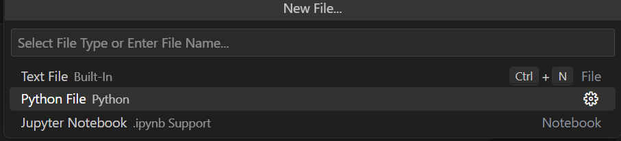 visual studio code python new python script