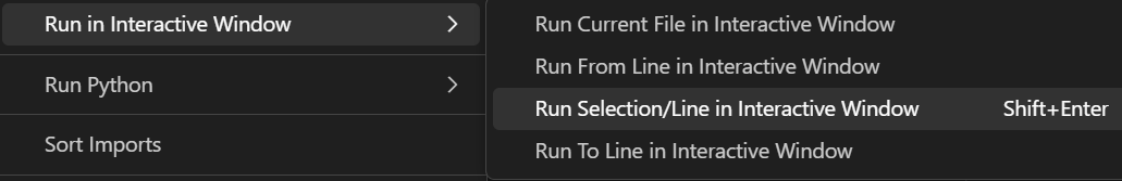 visual studio code python right click interactive run
