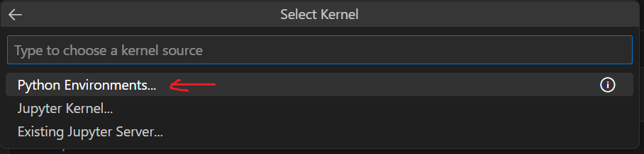 visual studio code python jupiter notebook choose kernel source python environment