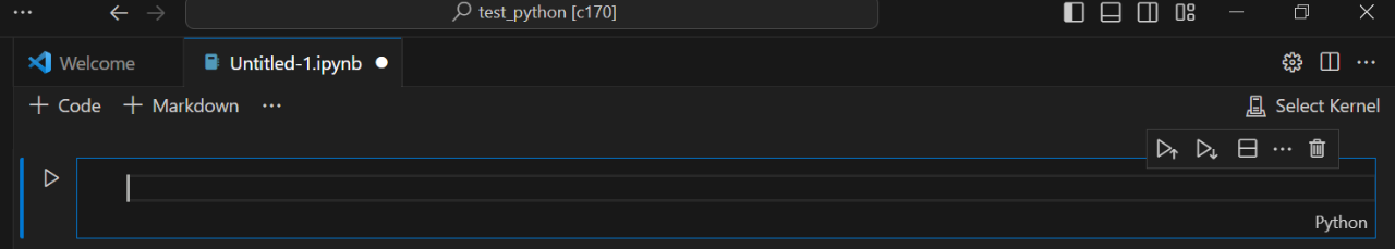 visual studio code python jupiter notebook blank code cell