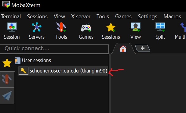 mo ba x term secure shell saved session