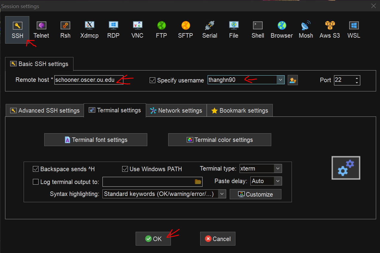 mo ba x term secure shell session
