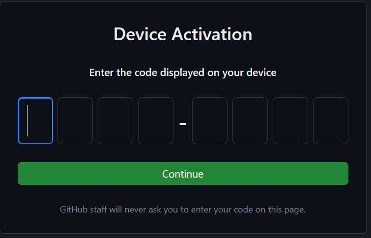 git hub enter 8 digit code