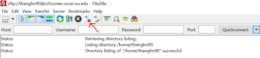 file zilla disconnect button