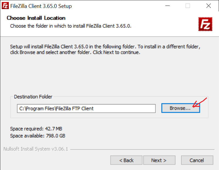 file zilla installer default location