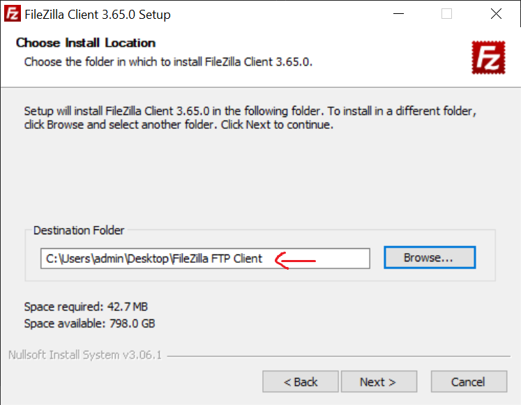 file zilla installer user accessible location