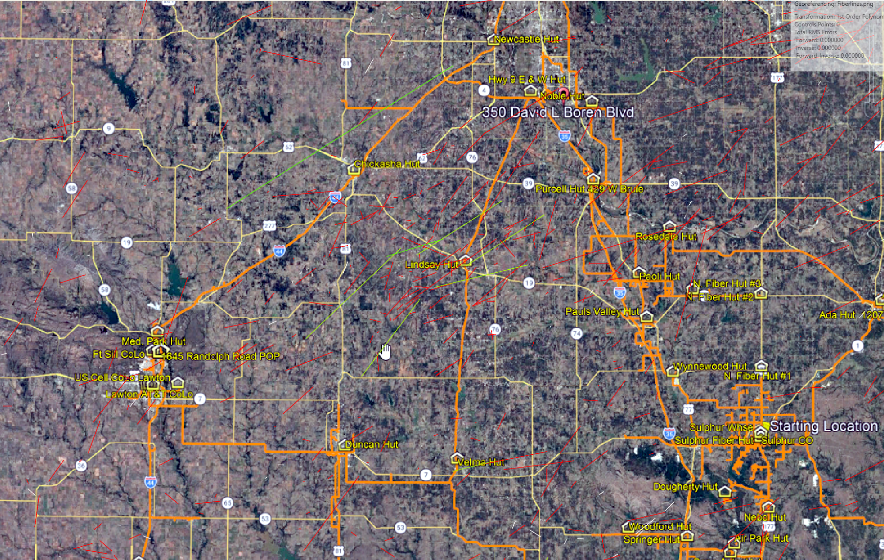 A map showing recorded tornadoes and categories from the last 15 years.