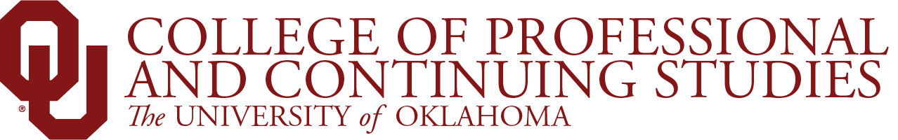 Interlocking O U, College of Professional and Continuing Studies, The University of Oklahoma website wordmark.