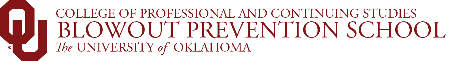 Interlocking OU, College of Professional and Continuing Studies, Blowout Prevention School, The University of Oklahoma website wordmark.