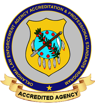 Oklahoma Law Enforcement Agency Accreditation & Professional Standards Program Seal  Accredited Agency