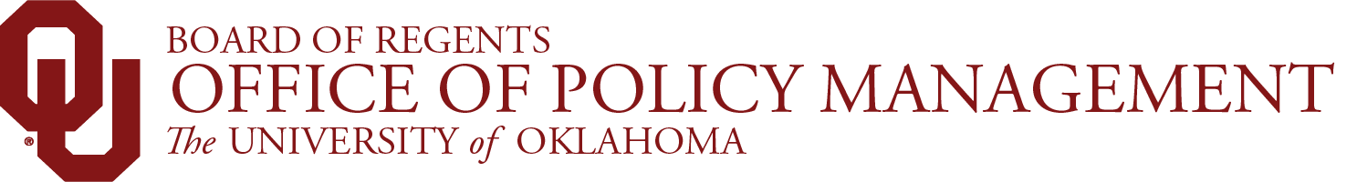 Interlocking OU, Board of Regents, Office of Policy Management, The University of Oklahoma website wordmark.