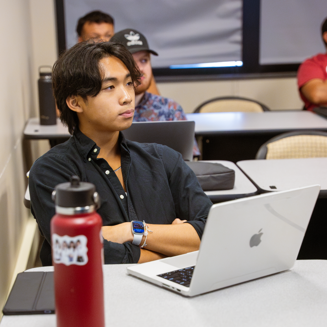 Paul Nguyen paying attention in class.