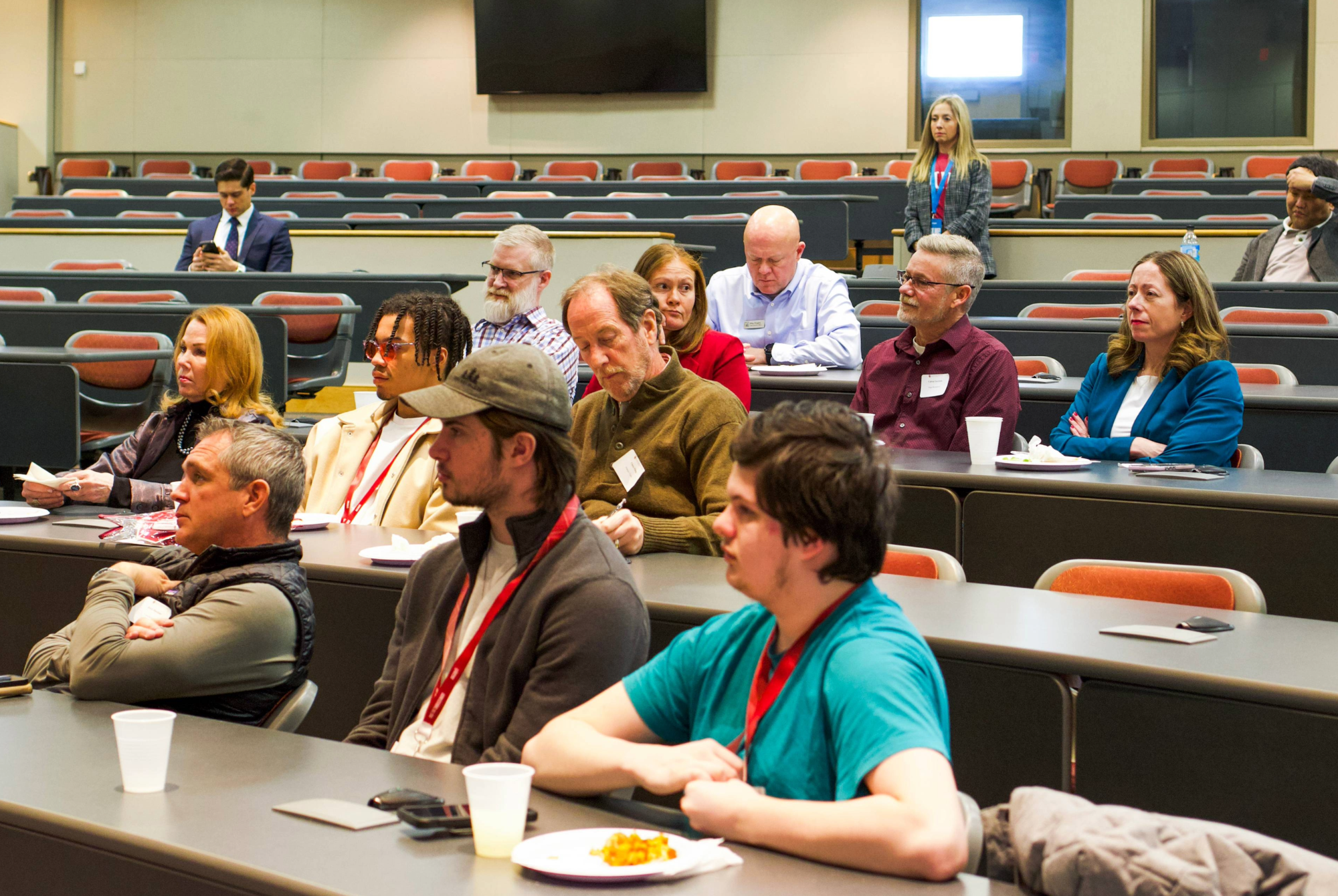 The panel audience listening intently.