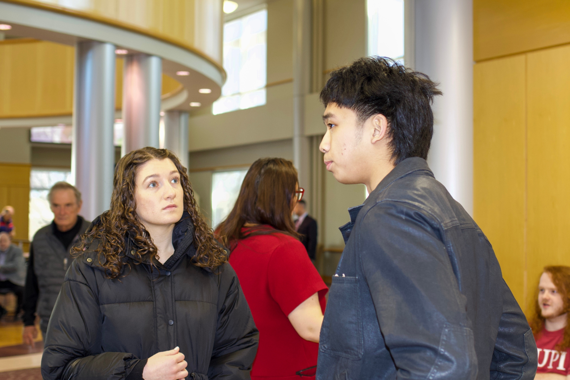 A student talking to a former counselor.