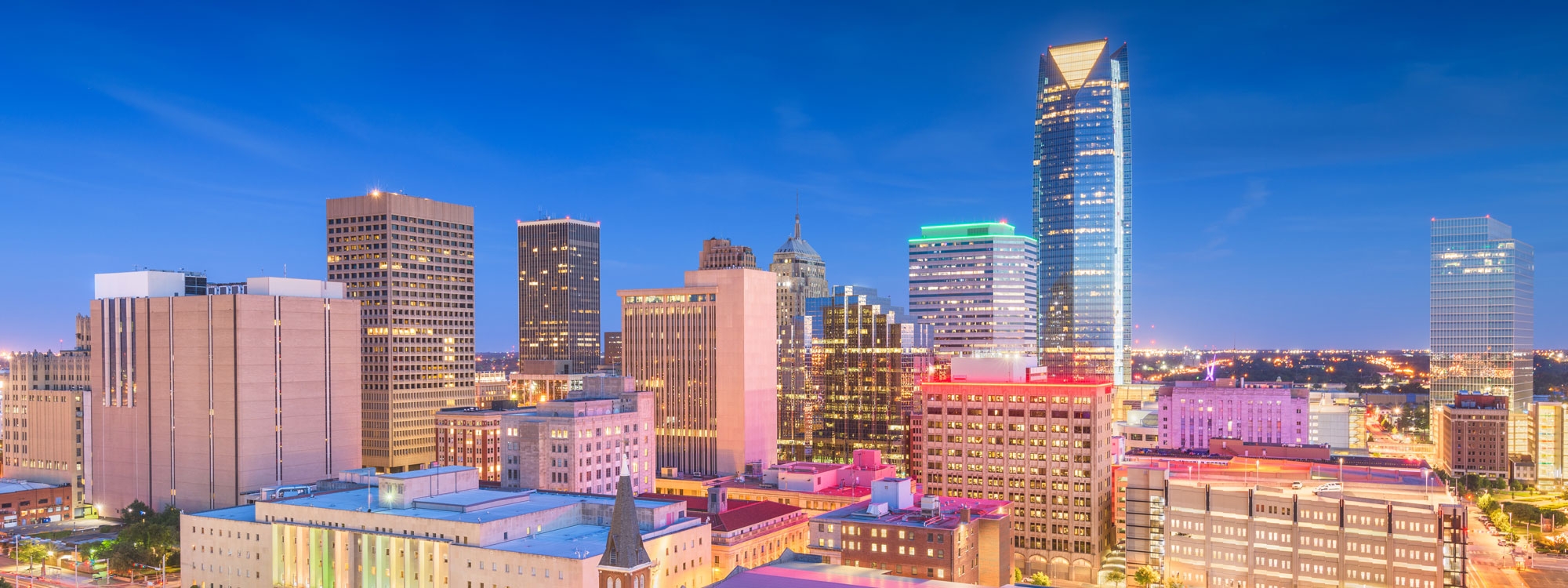 Oklahoma City Skyline at dusk.