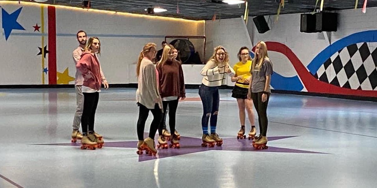 students roller skating at kick-off event